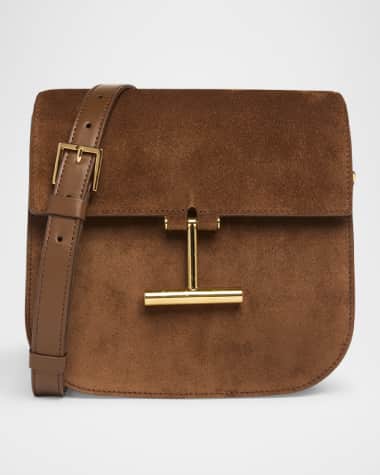 TOM FORD Tara Mini Flap Crossbody Bag in Suede and Leather