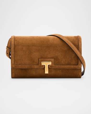 TOM FORD Wallis Flap Suede Wallet on Strap