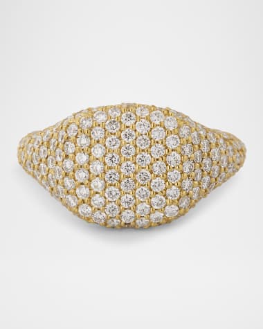 Albert Malky 18K Yellow Gold Signet Ring with Diamonds