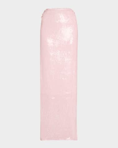 Dries Van Noten Ruched Sequin Maxi Skirt