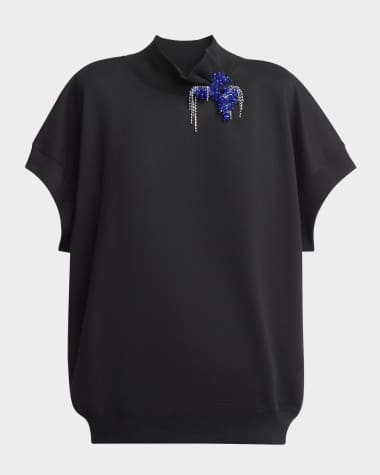 Dries Van Noten Halovara Embellished Short-Sleeve Sweater