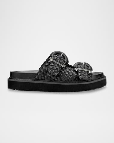 Marc Fisher LTD Auggie Woven Leather Dual-Buckle Sporty Sandals