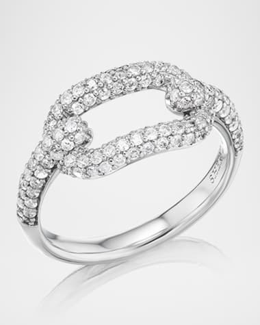 Sheryl Lowe Pave Diamond Curved Paperclip Statement Ring