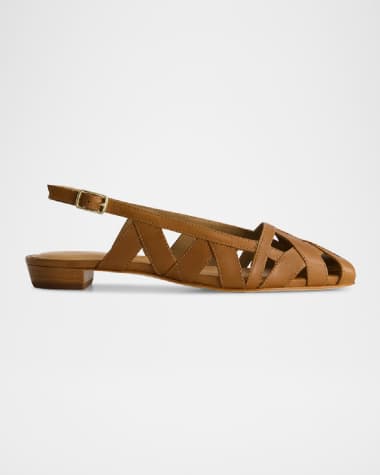 Bernardo Glinda Woven Leather Slingback Ballerina Flats