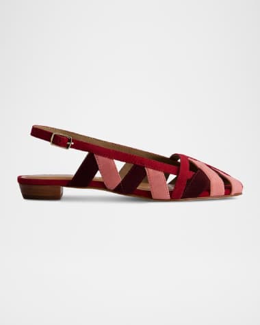 Bernardo Glinda Woven Suede Slingback Ballerina Flats