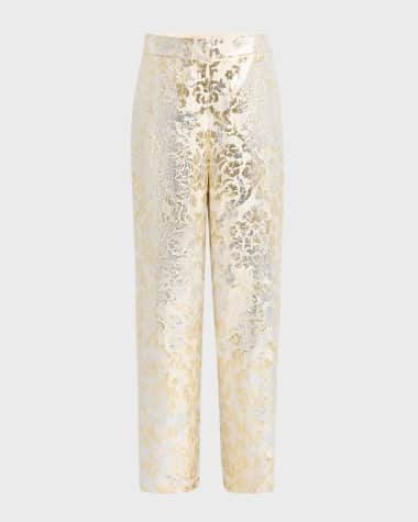 Lafayette 148 New York Sullivan High-Rise Metallic Jacquard Pants