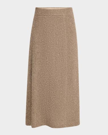 Lafayette 148 New York Metallic Wool-Cashmere Knit Midi Skirt