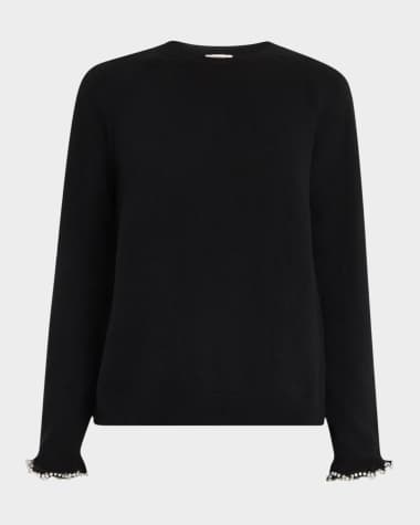 Lafayette 148 New York Bead-Trim Cashmere Sweater