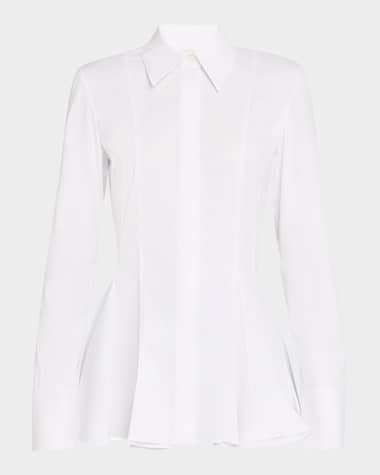 Lafayette 148 New York Button-Down Godet Peplum Shirt