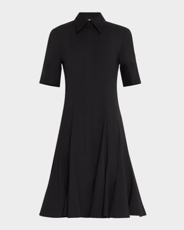 Lafayette 148 New York Elbow-Sleeve Godet Shirtdress