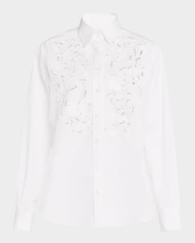 Lafayette 148 New York Embroidered Cotton Shirt