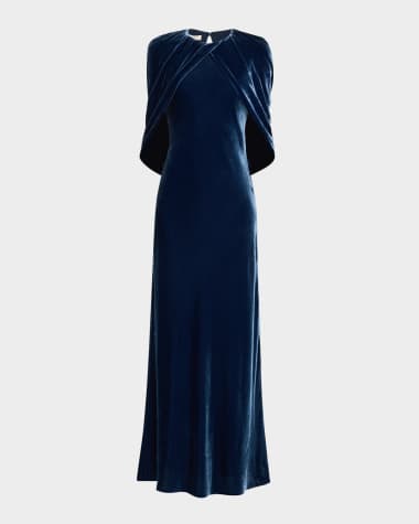 Lafayette 148 New York A-Line Velvet Shawl Gown