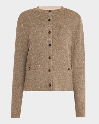 Lafayette 148 New York Button-Down Shimmer Knit Cardigan