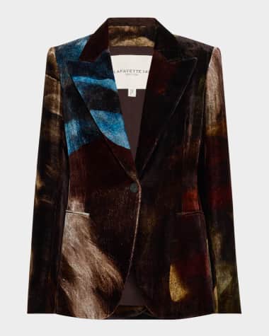 Lafayette 148 New York Single-Button Tailored Velvet Blazer