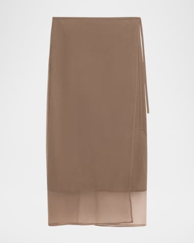 Brunello Cucinelli Crispy Cotton Midi Sarong Skirt