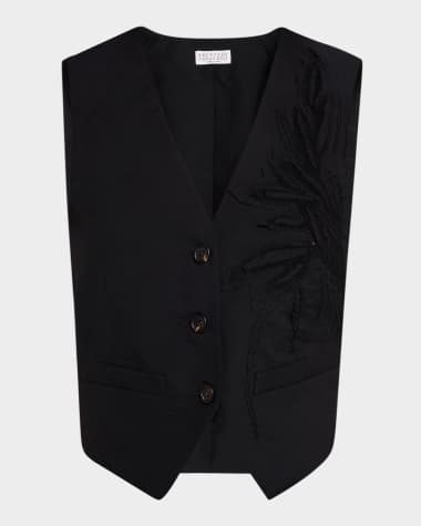 ベスト・ジレ BRUNELLO CUCINELLI Women Vests M0F79HJ506C101 BLACK Brunello Cucinelli Padded Taffeta Vest with Cashmere Ribbed