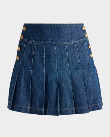 Alice + Olivia Lanna Pleated Denim Mini Skirt