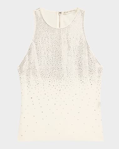 Alice + Olivia Pania Embellished Mesh Tank Top