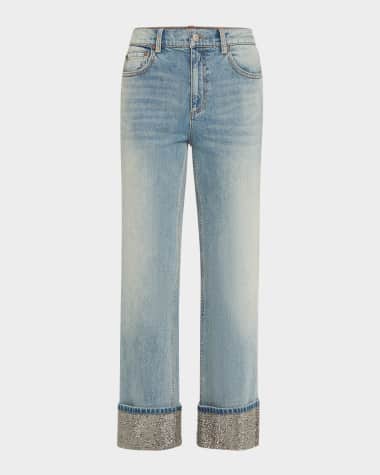 Alice + Olivia Weezy Embellished-Cuff Jeans