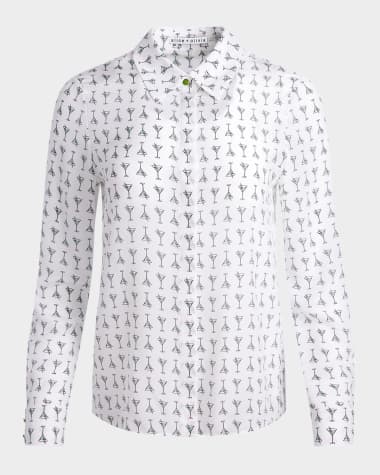 Alice + Olivia Martini Chic Willa Silk Placket Top