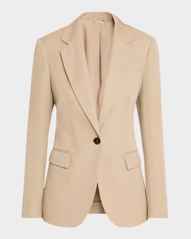 Brunello Cucinelli Cotton Linen Twill Single-Breasted Blazer Jacket