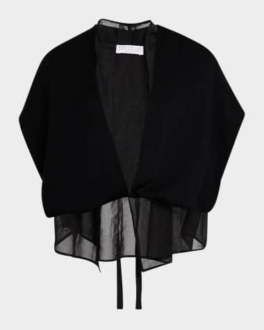 Brunello Cucinelli Lightweight Cotton Knit Top with Removable Organza Insert