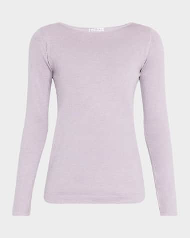 Brunello Cucinelli Metallic Cashmere-Silk Boat-Neck Sweater