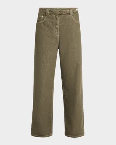 Brunello Cucinelli Metallic Garment Dye Straight-Leg Ankle Jeans