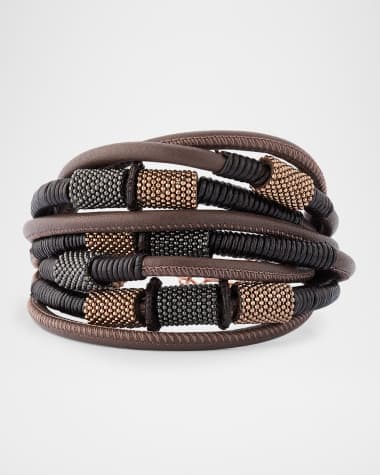Brunello Cucinelli 8-Strand Monili Leather Bracelet
