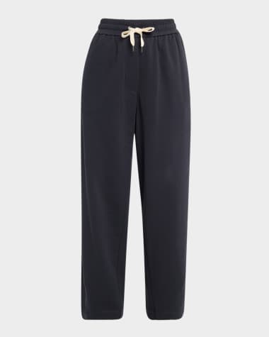 パンツ BRUNELLO CUCINELLI Women Straight Pants ML140P8721 C101 BLAC Brunello Cucinelli - Black Stretch Cotton Straight Leg Pant