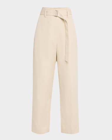 Brunello Cucinelli Cotton Gabardine Belted Straight-Leg Ankle Utilitly Pants