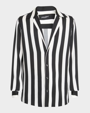 Dolce&Gabbana Men's Maxi-Stripe Silk Shirt