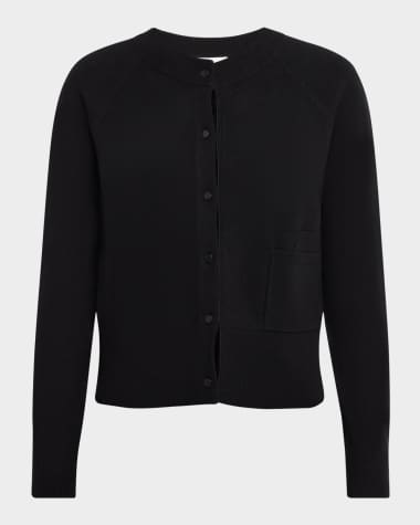 Vince Velvet Trim Wool-Cashmere Cardigan