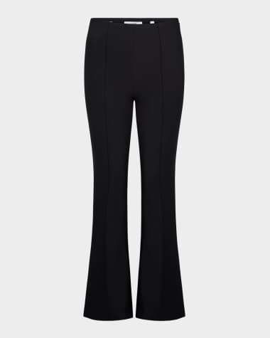 Vince Cropped Flare-Leg Pintuck Pants