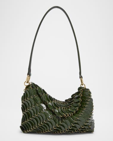 Rabanne Sac a Main Disc Croc-Embossed Leather Shoulder Bag