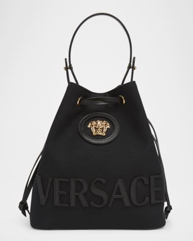 Versace La Medusa Drawstring Canvas Bucket Bag