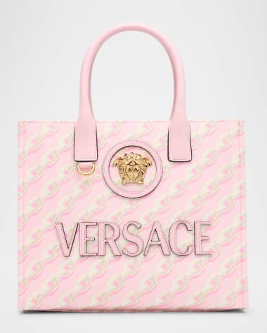 Versace La Medusa Chain-Print Canvas Tote Bag