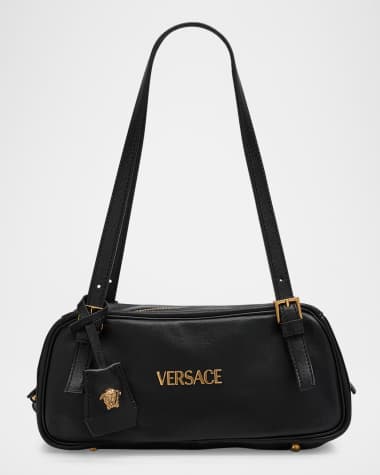 Versace Versace Tag Zip Leather Shoulder Bag