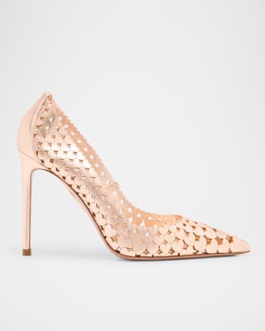 Aquazzura Amourose Metallic Heart Stiletto Pumps
