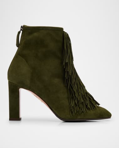 Aquazzura Gytane Suede Fringe Booties