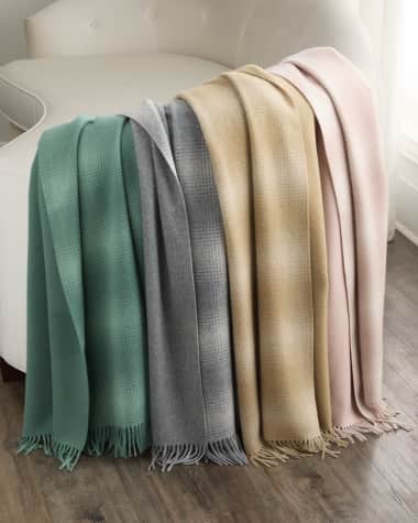 Vince Cashmere Shadow Plaid Throw Blanket, 50" x 70"