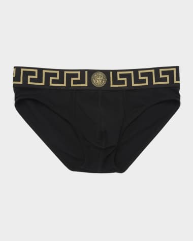 Versace Men's Greek Key Organic Cotton Stretch Briefs