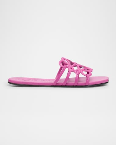 Loewe Petal Leather Anagram Slide Sandals