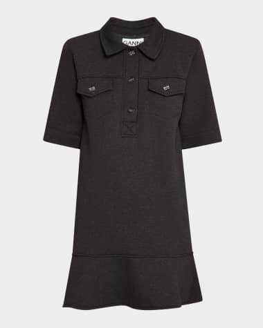 Ganni Heavy Fleece Short-Sleeve Mini Dress