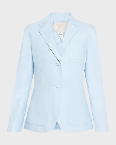 Lafayette 148 New York Single-Breasted Leather Blazer