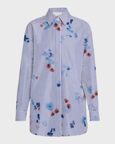 Lafayette 148 New York The Portrait Striped Button-Down Cotton Shirt