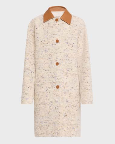 Lafayette 148 New York Leather-Collar Boucle Coat
