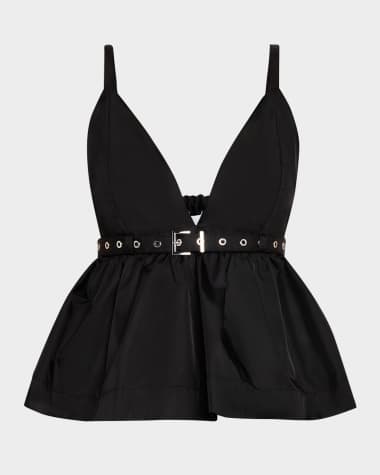 Ganni Sleeveless Plunge Peplum Top