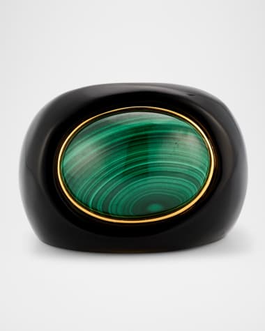 NEST Jewelry Malachite and Black Obsidian Ring