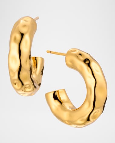NEST Jewelry Little Chunky Hammered Huggie Hoop Earrings